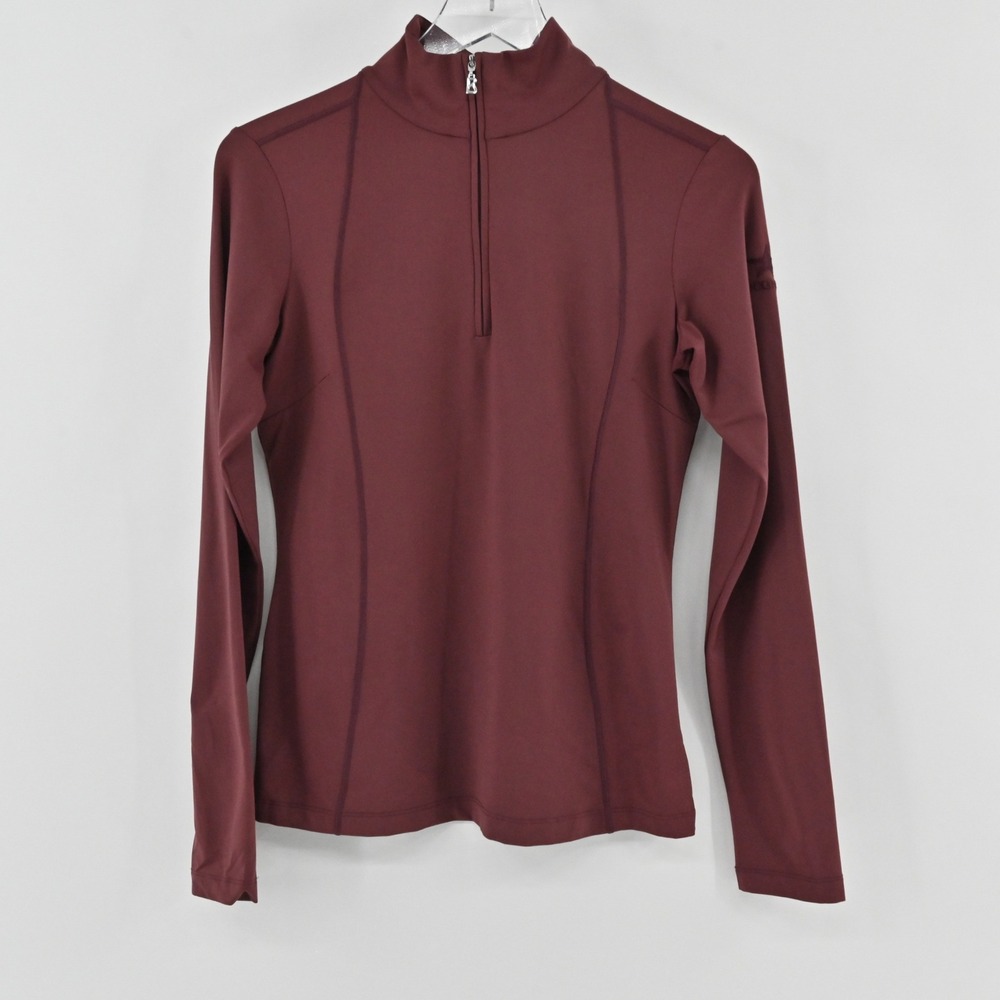 Bogner Quarter Zip Base Layer Top Women Size M Burgundy Ski Athletic 1134-5161